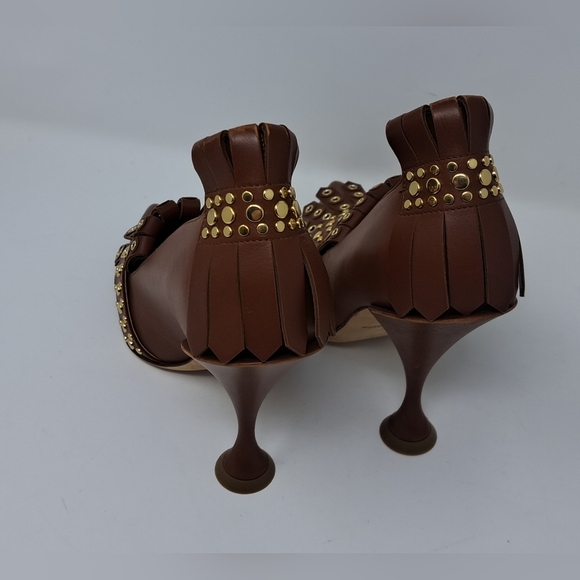 Burberry Goodall 105 Kiltie Fringe Leather Point Toe Pumps Heels 8 US 38 EU - Picture 9 of 16